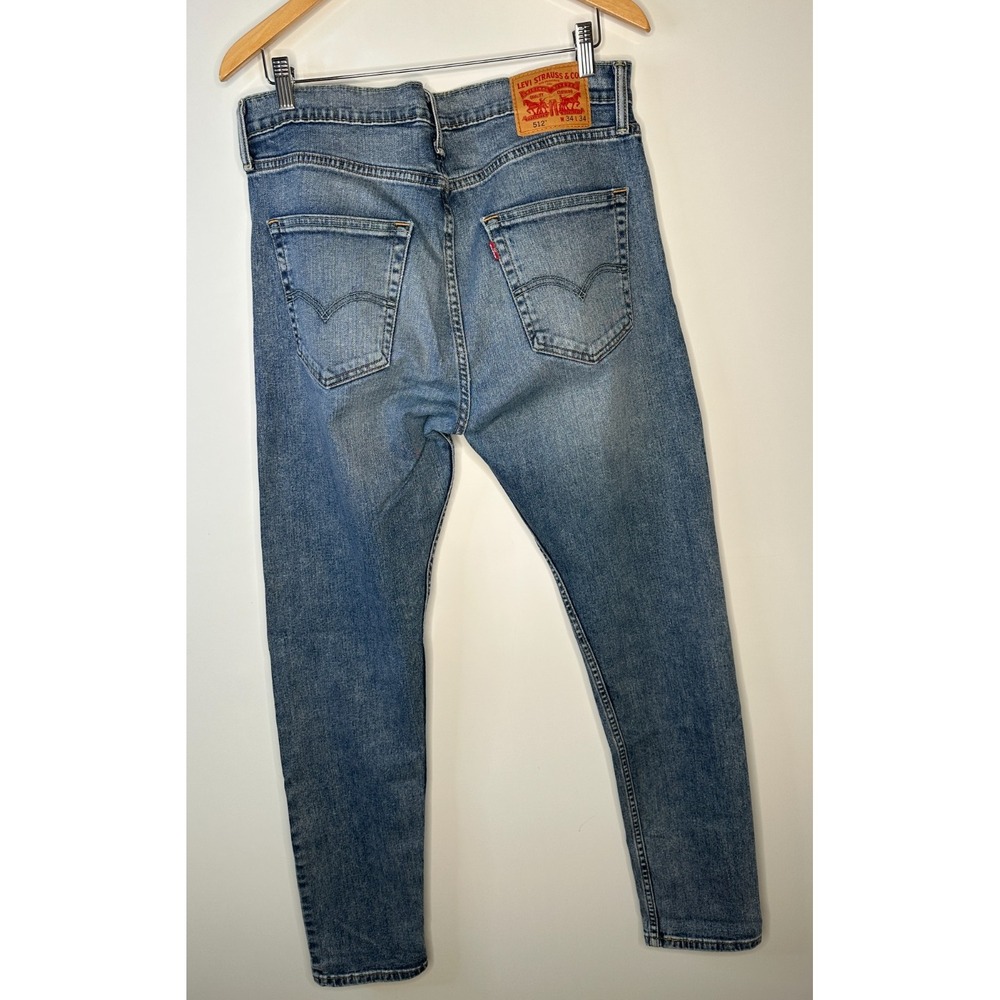 Levi's 512 Slim Taper Fit Jeans Mens 34x34 Blue Medium Wash Stretch Denim - Picture 9 of 14